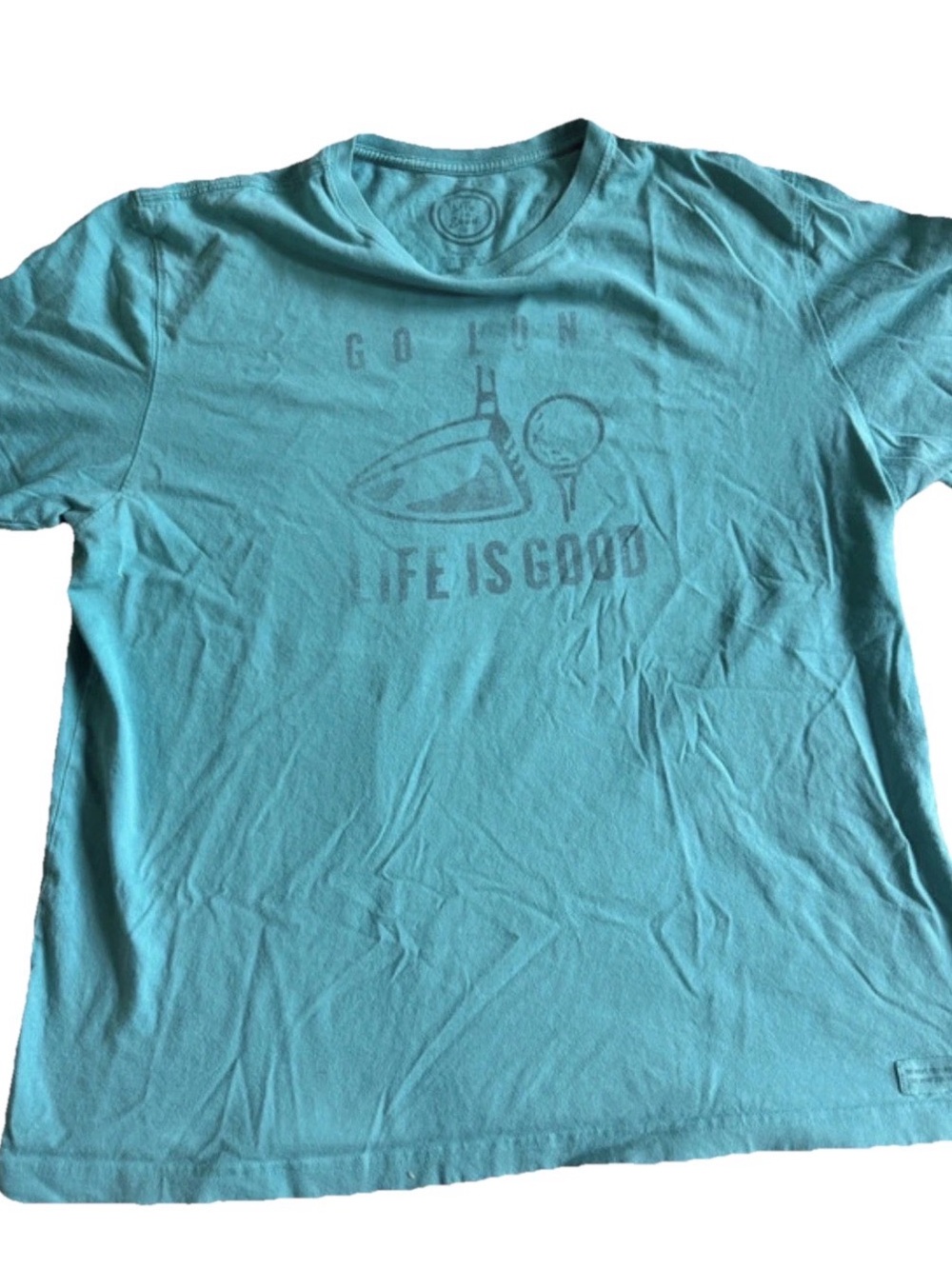 Life Is Good Go Long Golfing Tee Blue 100% Cotton Men’s Size Large